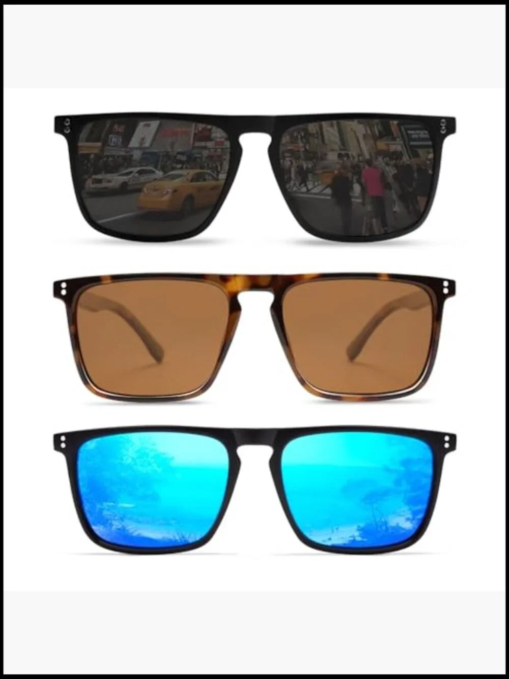 Polarized Square Sunglasses with UV Protection for Men Women